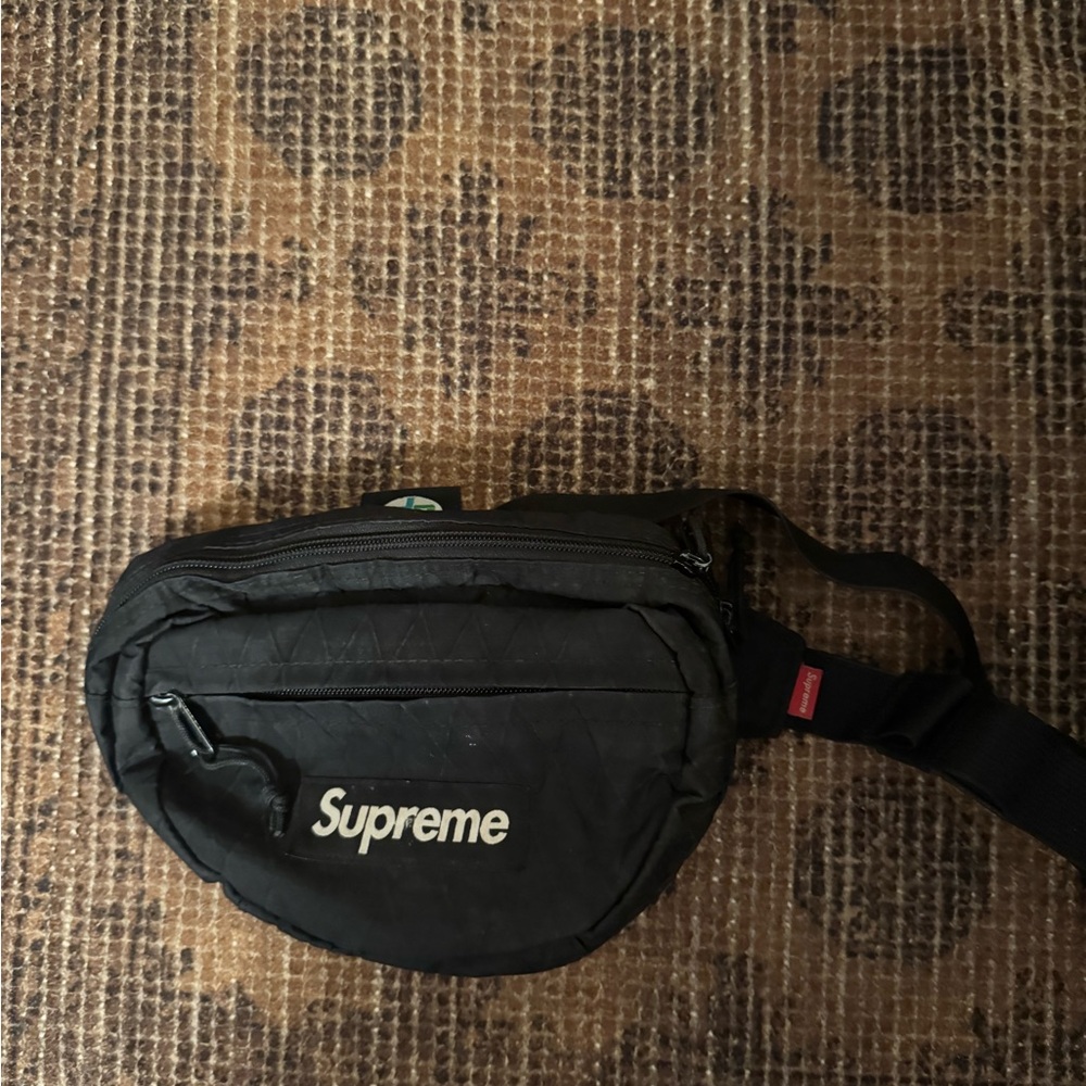 Supreme Black Belt Bag with White Logo